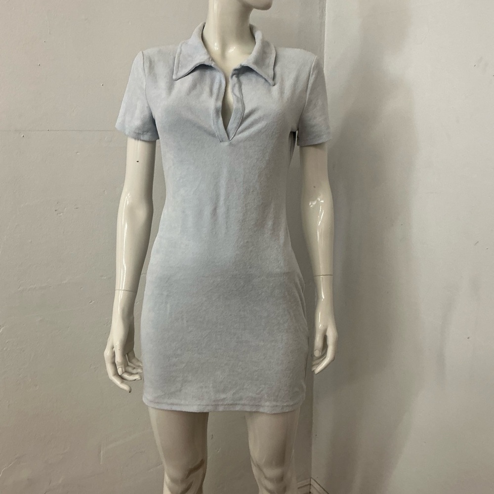 H&M Blue Sheath Polo Collar Mini Dress